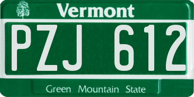 VT license plate PZJ612