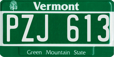 VT license plate PZJ613