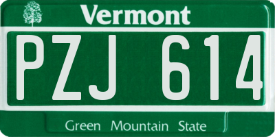 VT license plate PZJ614