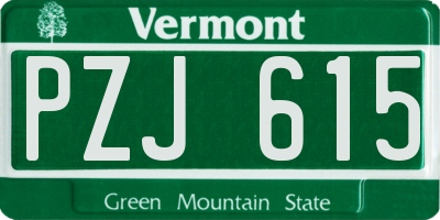VT license plate PZJ615