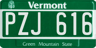 VT license plate PZJ616