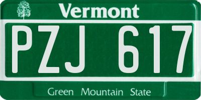 VT license plate PZJ617