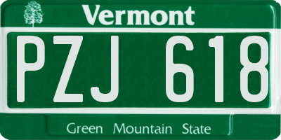 VT license plate PZJ618