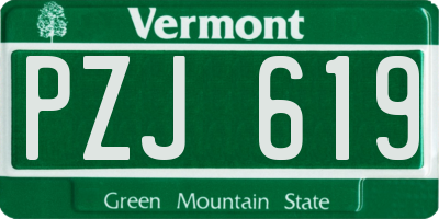 VT license plate PZJ619