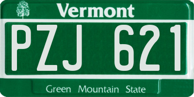 VT license plate PZJ621