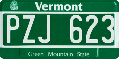 VT license plate PZJ623