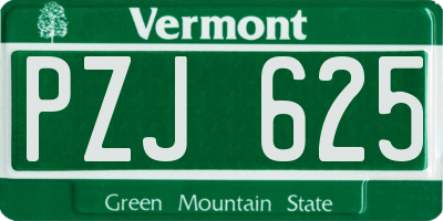 VT license plate PZJ625