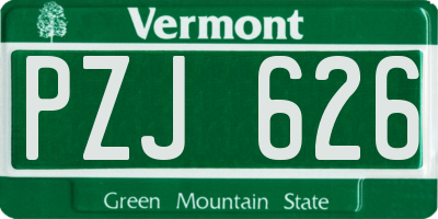 VT license plate PZJ626