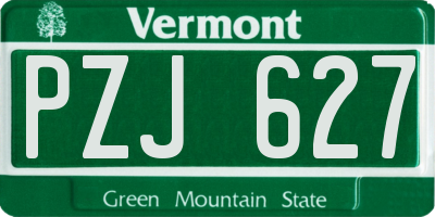 VT license plate PZJ627