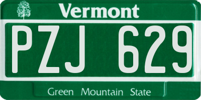 VT license plate PZJ629