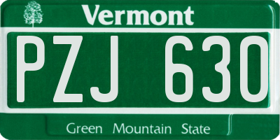 VT license plate PZJ630