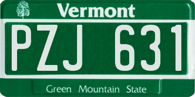 VT license plate PZJ631