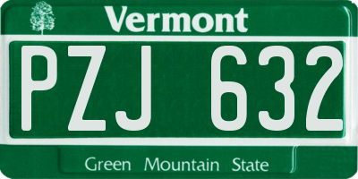 VT license plate PZJ632