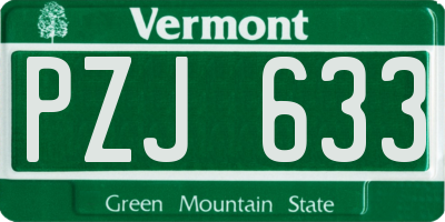 VT license plate PZJ633