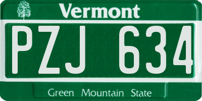 VT license plate PZJ634