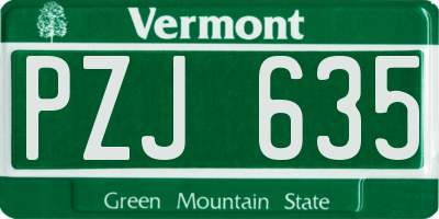 VT license plate PZJ635