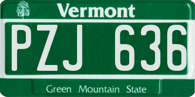 VT license plate PZJ636