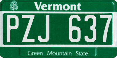VT license plate PZJ637