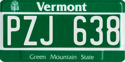 VT license plate PZJ638