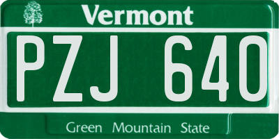 VT license plate PZJ640