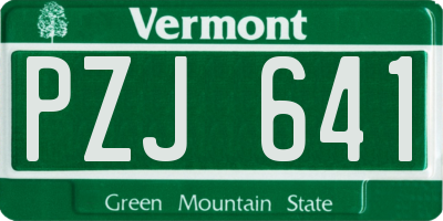 VT license plate PZJ641