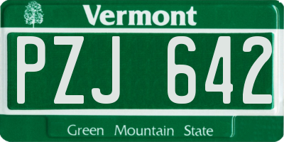 VT license plate PZJ642