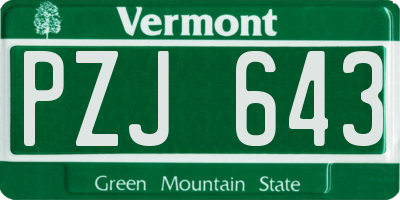 VT license plate PZJ643