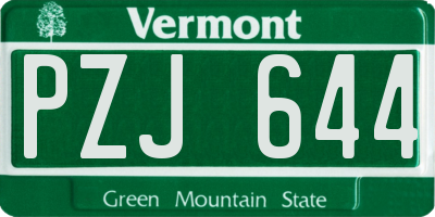 VT license plate PZJ644