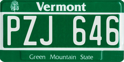 VT license plate PZJ646