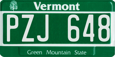 VT license plate PZJ648