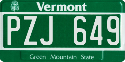 VT license plate PZJ649