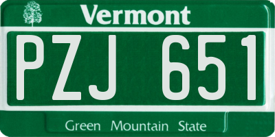 VT license plate PZJ651