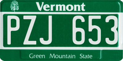 VT license plate PZJ653