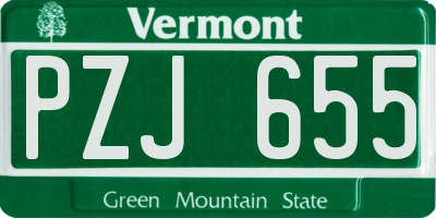 VT license plate PZJ655