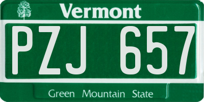 VT license plate PZJ657