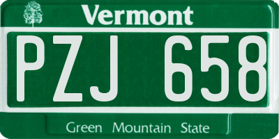 VT license plate PZJ658