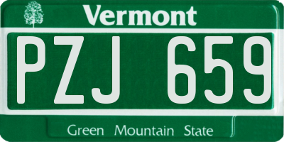 VT license plate PZJ659