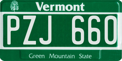 VT license plate PZJ660