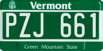 VT license plate PZJ661