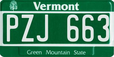VT license plate PZJ663
