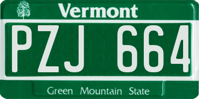 VT license plate PZJ664