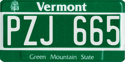 VT license plate PZJ665