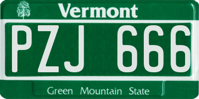 VT license plate PZJ666