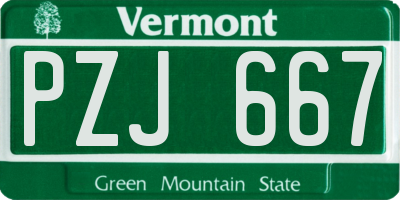VT license plate PZJ667