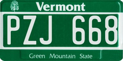 VT license plate PZJ668