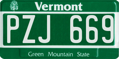 VT license plate PZJ669