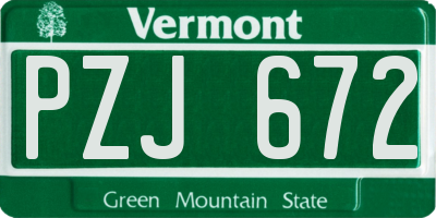 VT license plate PZJ672