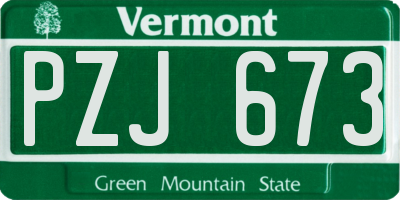 VT license plate PZJ673