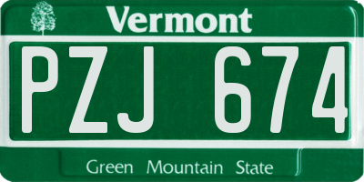 VT license plate PZJ674