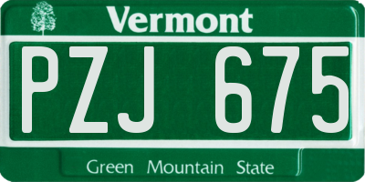 VT license plate PZJ675